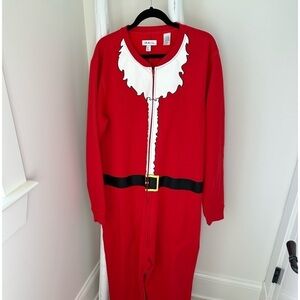 The Rail Unisex Red Santa Fleece One Piece Christmas Pajamas Sz L